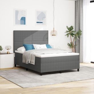 vidaXL Box Spring Bed Manual Light Grey andWhite 193 x 144 x 128 cm vidaXL