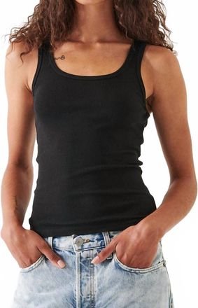 Patrick Assaraf Scoop Neck Rib Tank In Black