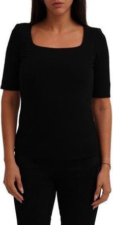 Cyrus Textured Elbow Sleeve Top in Black at Nordstrom Rack, Size X-Large