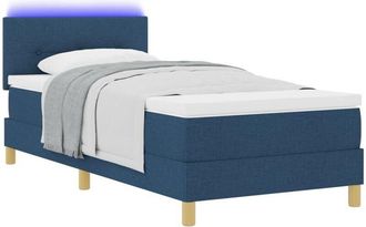 vidaXL LED Box Spring Bed with Mattress Blue 100 x 200 cm Fabric vidaXL