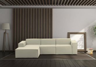 Talamo Italia Talamo Italia - Sof&aacute; Fijo Jessica, Sof&aacute; Modular 3 Plazas Pen&iacute;nsula Izquierda, 100% Made In Italy, Sof&aacute; Moderno En Tela, Cm 300x170h70, Beige, Con Emba