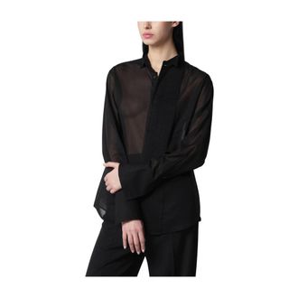 6397 Shirts, female, Black, Size: XS Micro Pleat Formal Shirt