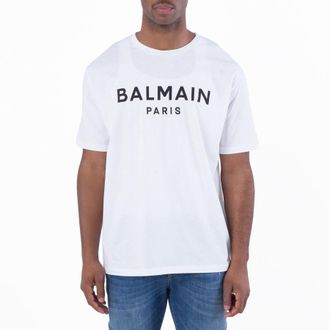 Balmain Logo Printed Cotton T Shirt, Size Large