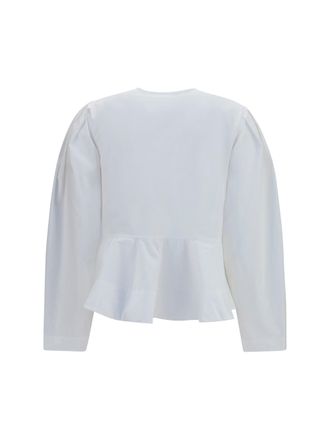 Ganni Womens Blouse Cotton Poplin Bright White Jacket