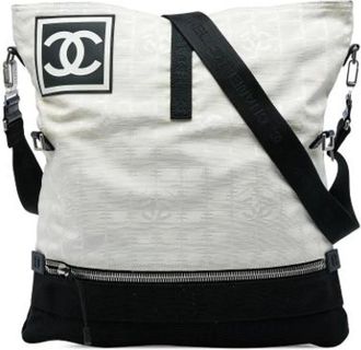 Chanel Pre-owned Nylon Crossbody Bag - Dames - Vintage Schoudertas - Wit - ONE Size - Nylon - Vintage