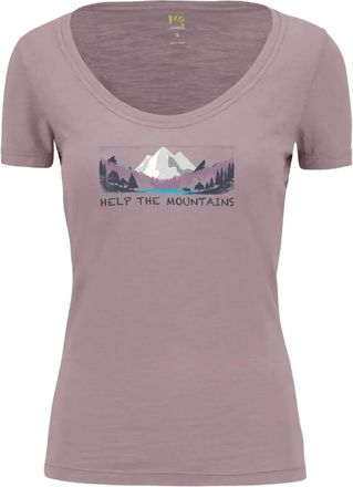 Karpos mountain-print V-neck T-shirt - women - Cotton - S - Purple