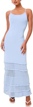 Solid & Striped The Gabrielle Open Stitch Sleeveless Maxi Dress in Seabreeze at Nordstrom, Size X-Large
