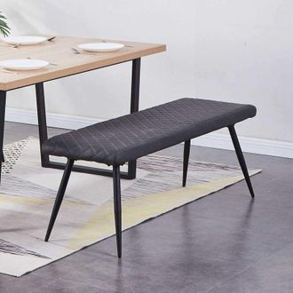 Ainpecca Soft PU Long Seat Bench Grey Dining Chairs Padded Metal Legs Lounge Stool Bed End