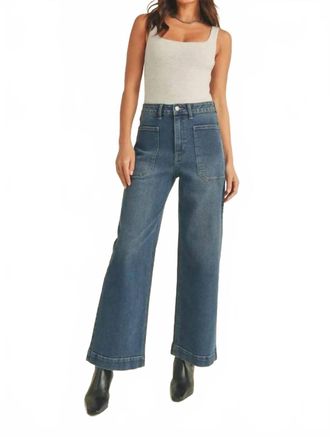 Just USA Cropped Denim Utility Jean In Dark Blue