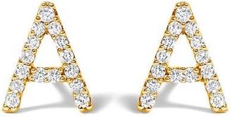 House of Brilliance 10K Gold 1/10 Cttw Diamond Initial A to Z Stud Earring in Yellow Gold | A at Nordstrom