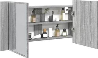 vidaXL Vidaxl - Armadietto a Specchio con led Grigio Sonoma 90x12x45cm Acrilico