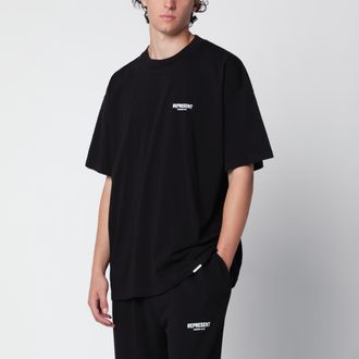 Represent T-shirt nera in cotone con logo