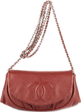 Chanel Borsa a spalla CC Caviar Half Moon Flap - Rosso
