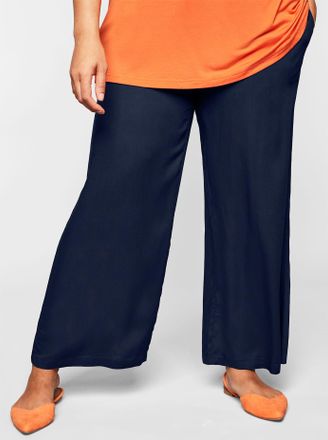 Sheego Schlupfhose SHEEGO, Damen, Gr. 40, Normalgr&ouml;ssen, blau (marine), 100% Viskose, unifarben, Hosen Schlupfhose