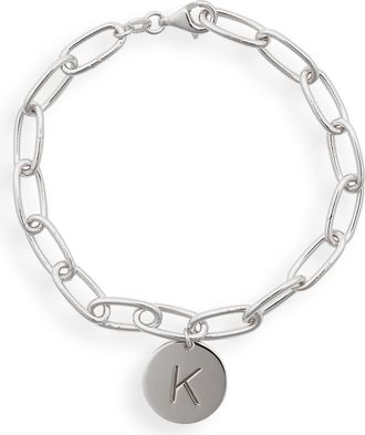 Meshmerise Initial Disc Charm Bracelet in White-K at Nordstrom Rack