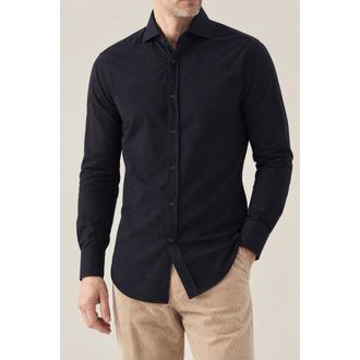 Brunello Cucinelli MenS Black Cotton Long Sleeve Shirt, Size XXL