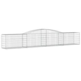 Berkfield Home Decorative Arched Gabion Baskets 4 pcs 400x50x60/80 cm Galvanised Iron in Silver
