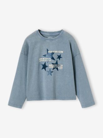 Vertbaudet M&auml;dchen Langarmshirt im Rock-Style blau chambray