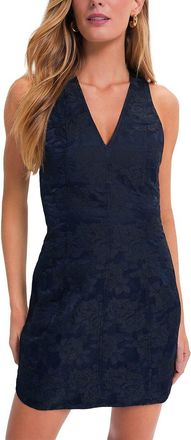Ganni Ganni Peacoat Botanical Jacquard Tie Strap Mini Dress