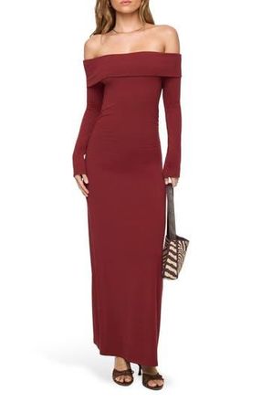 L*Space Carrie Long Sleeve Off the Shoulder Cover-Up Maxi Dress in Sangria at Nordstrom Rack, Size X-Small