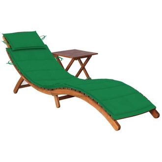 vidaXL Vidaxl - Sdraio da Giardino con Cuscino e Tavolo in Massello di Acacia
