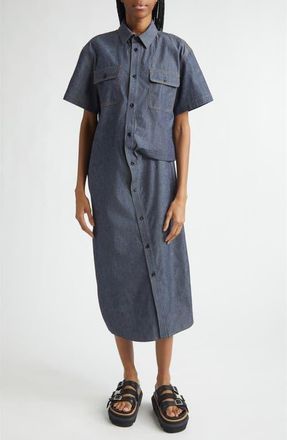 sacai Draped Denim Shirtdress in Blue at Nordstrom, Size 2