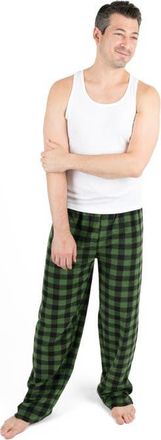 Leveret Mens Fleece Printed Holiday Pajama Pants in Plaid Black & Green at Nordstrom, Size Xx-Large