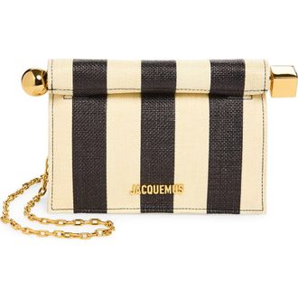 Jacquemus La Petite Pochette Rond Carr&eacute; Nylon Clutch in Natural /Black 1Fy at Nordstrom