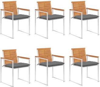 vidaXL Vidaxl - Sillas De Jard&iacute;n Y Cojines 6 Unidades Madera Maciza De Acacia