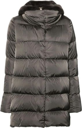 Herno Gewatteerde Hoodie Jas - Dames - Parka Jassen - Grijs - XL - Jassen