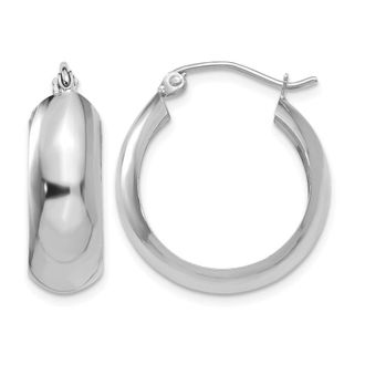 Diamond2Deal 10k White Gold Round Shape Huggie Hoop Earrings