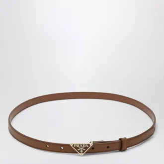 Prada Cintura color Cognac in Saffiano con triangolo logo