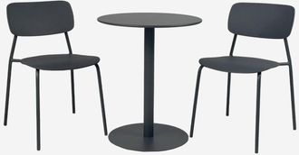 Sweeek Mesa Bistr&oacute; De Jard&iacute;n Redonda De Acero Con 2 Sillas