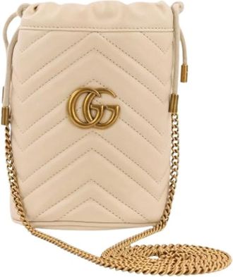 Gucci Pre-owned Bolso de Hombro Mini tipo Cubo GG Marmont de Piel - Pre-owned - Mujer - Beige - ONE SIZE