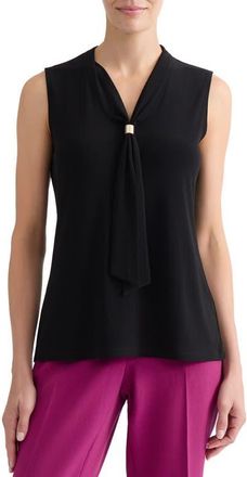 Kasper Tie Neck Sleeveless Top in Black at Nordstrom, Size X-Small