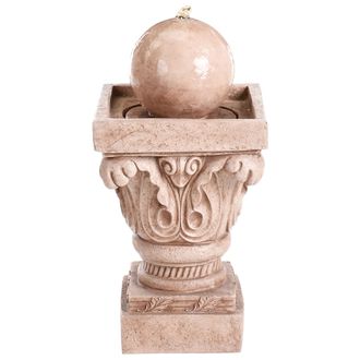 Beliani Beliani - Fuente De Agua Led Para Jard&iacute;n Exterior Cascada Enchufe Resina Beige Claro Velino
