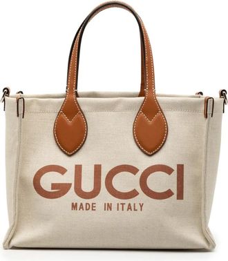 Gucci 2016-2025 Medium Canvas Logo Tote satchel - Brown