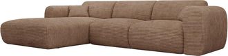 Vente-Unique Gran sof&aacute; cama rinconera izquierda expr&eacute;s de pana color topo - Colch&oacute;n de 13 cm viscoel&aacute;stico POGNI