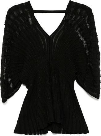 Elie Saab Blusa con lavorazione a maglia - Nero