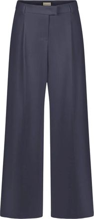 Seductive Klassieke Donkerblauwe Wijde Pijp Broek - Dames - Wijde Broeken - Blauw - XL - Polyester - Broeken