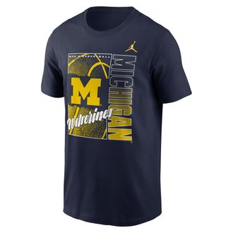 Nike Jordan Mens Michigan Basketball Refresh Jordan Brand College T-Shirt in Blue | N19941SMWN-Y0C
