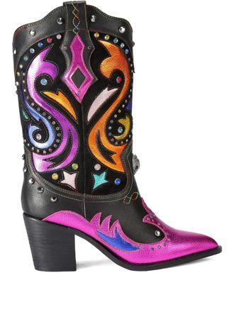 Kurt Geiger 65 mm Kensington laarzen met Western-stijl en verfraaid met kristallen - Zwart