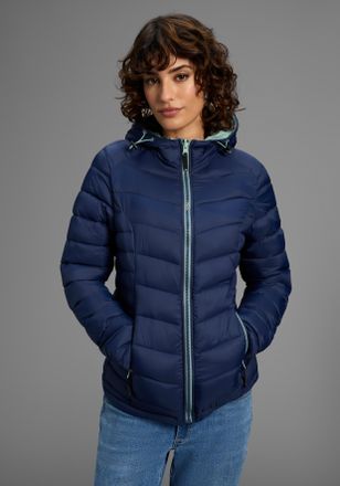 Polarino Steppjacke POLARINO, Damen, Gr. 34, blau (navy), Web, Obermaterial: 100% Polyamid. Futter: 100% Polyamid. Wattierung: 100% Polyester, eingefasste Kant