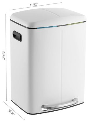 Happimess Marco Rectangular 10.5Gal Double Bucket Trash Can With Soft-Close Lid