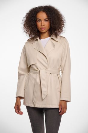 Rino&Pelle Trenchcoat RINO & PELLE CAATJE, Damen, Gr. 40, beige (birch), Web, Obermaterial: 94% Polyester, 6% Elasthan, unifarben, k&ouml;rpernah Po-bedeckend, V-Auss