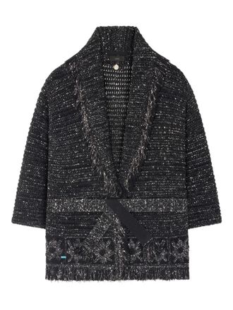Alanui City Lights fringed sequin cardigan - Black