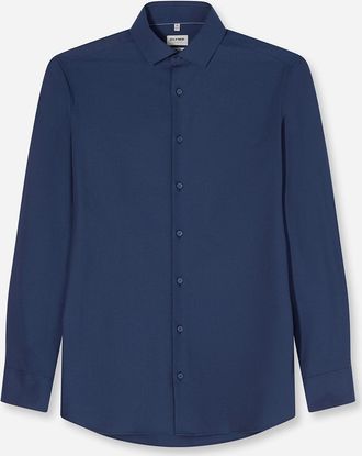 Olymp Businesshemd OLYMP Level Five body fit, Herren, Gr. 37, N-Gr, blau (marine), Web, Obermaterial: 64% Baumwolle, 27% Polyester, 9% Elasthan, Hemden Busi