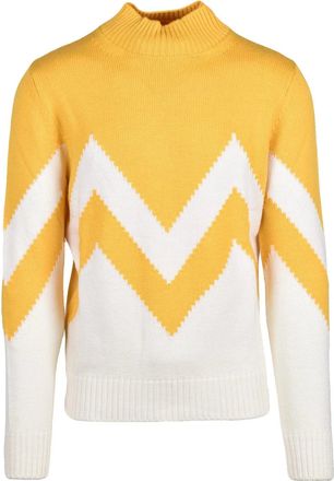 KANGRA Mock Neck Knit Sweater with Bold Zigzag Pattern
