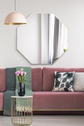 MirrorOutlet All Glass Modern Bevelled Octagonal Wall Mirror 31 X 31 (80x80CM) in Silver | Size: 1 Pack