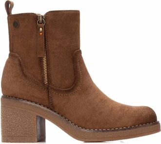 Refresh Womens Side Zipper Suede Booties In Taupe